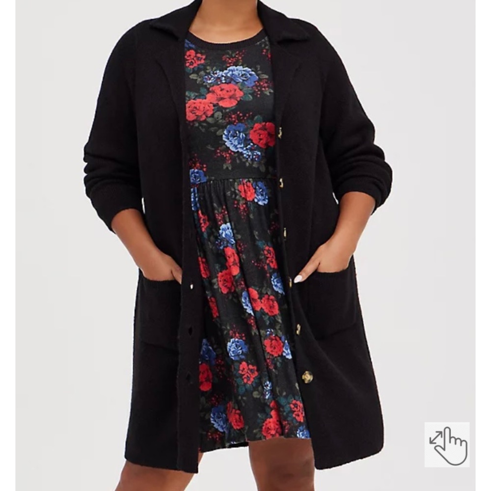 Torrid 4 notched lapel black heavy cardigan coat sweater